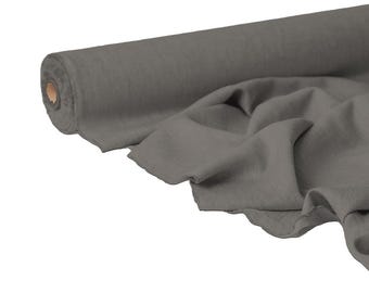 Middle Grey Linen Fabric By The Yard - 56" Wide, Dressmaking & Décor