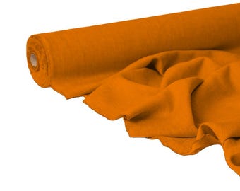 Burnt Orange Linen Fabric by the Yard | Softened Flax, 56" Wide