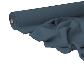 Dark Electric Blue Linen Fabric: Stonewashed Flax, Dressmaking & Upholstery