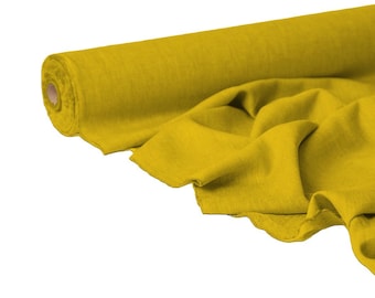 Jonquil Yellow Linen Fabric – Soft Washed Flax, 56" Wide