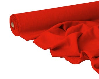 True Red Linen Fabric by the Yard | Soft Washed 56" Wide