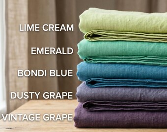 Organic Stonewashed Linen Fabric by Yard | Soft Hand-Dyed Medium Weight Sewing Textile