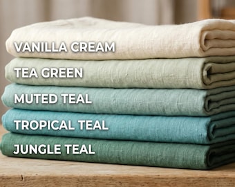 Organic Stonewashed Linen Fabric by Yard | Hand Dyed Natural Flax, Medium Weight Sewing Textile