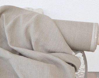 Hand-Dyed Natural Linen Fabric by the Yard, 185 GSM, Solid Color Dressmaking Supply