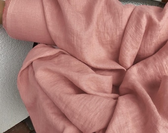 Hand-Dyed 100% Linen Fabric by the Yard, 185 GSM Medium Weight Textile