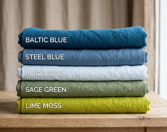 Organic Stonewashed Linen Fabric by Yard | Hand Dyed Flax Sewing Material