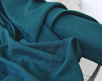 Hand-Dyed 185 GSM Linen Fabric by the Yard, Natural Fiber Textile for Sewing, Dressmaking, Crafting