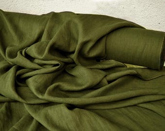 Hand-Dyed Natural Linen Fabric by the Yard, 185 GSM Medium Weight, Dressmaking & Crafting