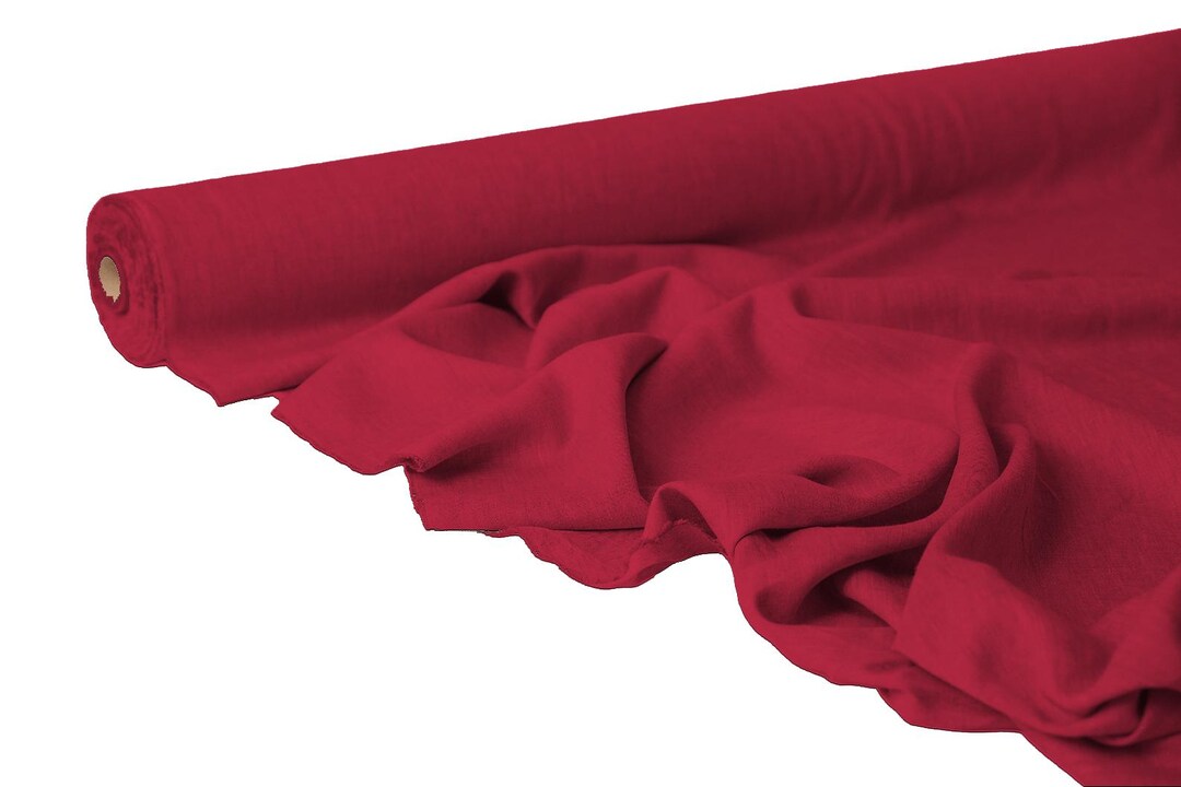 French Raspberry Linen Fabric: Medium Weight, Soft Washed, 56