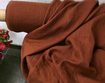 Hand-Dyed Natural Linen Fabric by the Yard, 185 GSM Medium Weight Textile for Sewing & Crafting