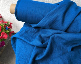 Hand-Dyed Natural Linen Fabric by the Yard, 185 GSM, Solid Color (100% Linen)