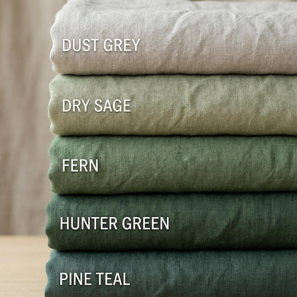 Organic Stonewashed Linen Fabric | Hand-Dyed Natural Flax Textile by Yard