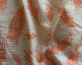 Off-White Abstract Print Cotton Linen Fabric | 58" Wide Apparel Textile by Yard