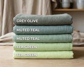 Hand Dyed Organic Linen Fabric by Yard, Stonewashed Softened Flax Textile, 58" Wide Apparel