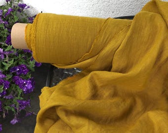 Hand-Dyed Pure Linen Fabric by the Yard, 185 GSM, Natural Textile for Sewing & Crafting