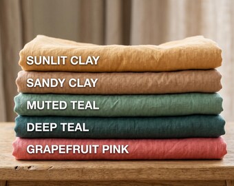 Organic Hand-Dyed Linen Fabric by Yard | Softened Medium Weight Flax Sewing Material