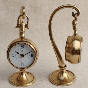 Vintage Style Gold Desk Clock, Decorative Metal Table Clock, Antique Table-Top Home Office Decor