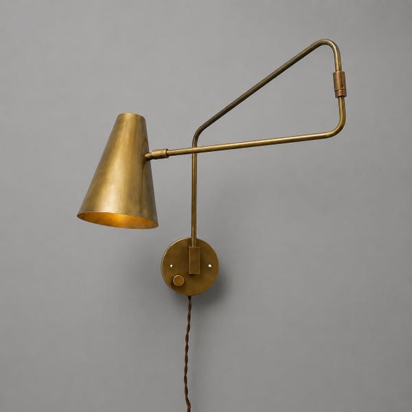 Stilnovo Brass Swing Arm Wall Sconce, Mid-Century Modern Adjustable Reading Light