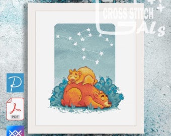 Patrón de punto de cruz de la constelación del oso, Ursa Dreams (PDF)