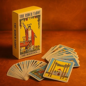 Baralho de Tarô Vintage Rider-Waite – Cartas de Tarô Clássicas com a Caixa do Mágico – Adivinhação, Leitura de Oráculo, Presente Espiritual, Decoração de Bruxa