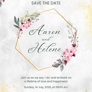 Modèle modifiable de faire-part de mariage | Faire-part numérique personnalisé | Carte de mariage personnalisée | Personnalisation | Lien vers le formulaire Google
