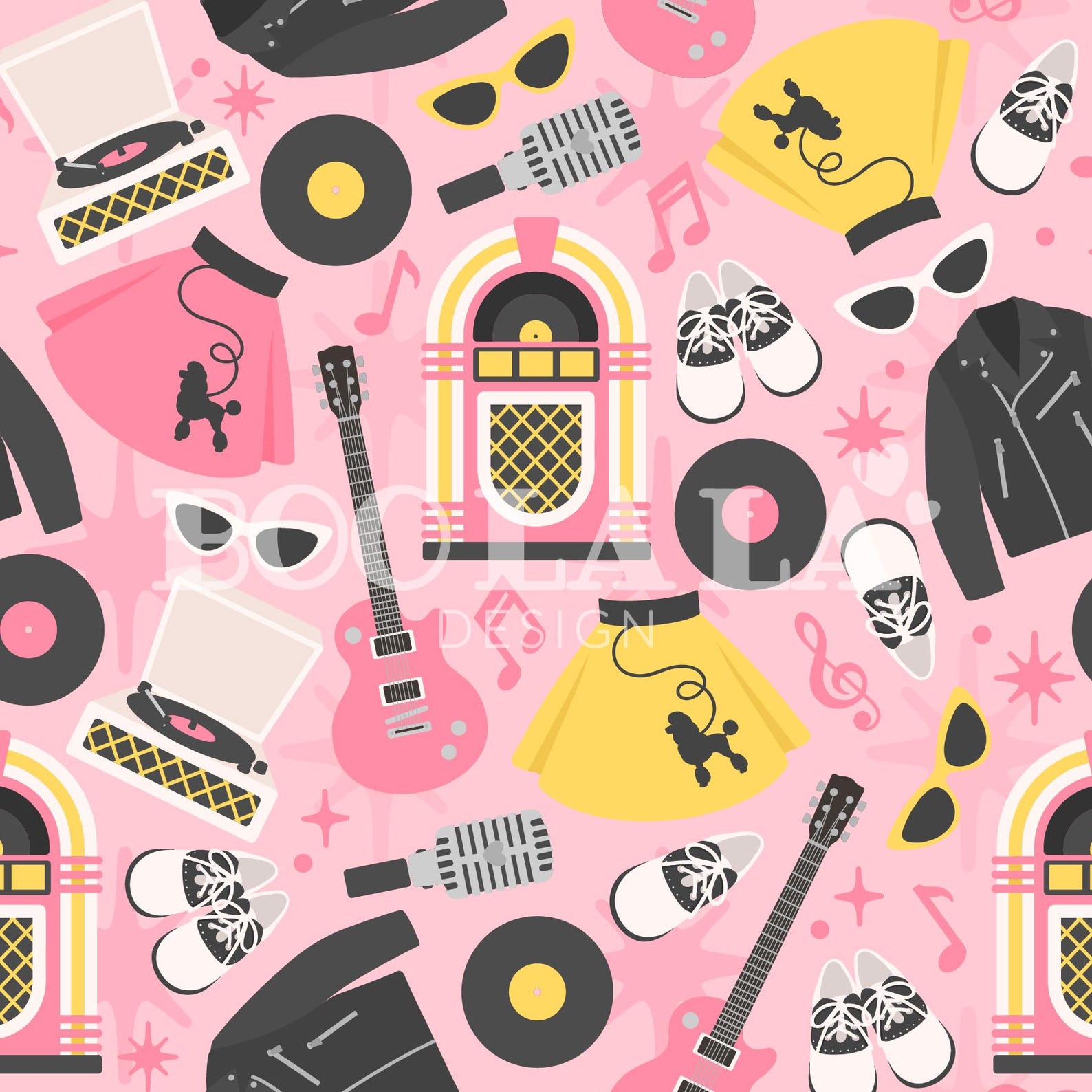 50's Sock Hop Digital Paper: Retro Diner Patterns (12