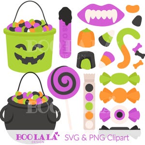Halloween Candy SVG & PNG Clipart - Trick Or Treat Element, Candy Corn Sublimation, Spooky Halloween Design, Candy Cauldron, Commercial Use