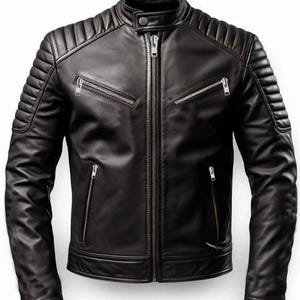 Schwarze Moto Lederjacke für Herren | Harvey gesteppte Bikerjacke | Slim Fit Motorradoberbekleidung