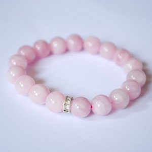 Classic Love Stone &quot;Madagascar Rose Quartz&quot; Bracelet  Size 10 MM.