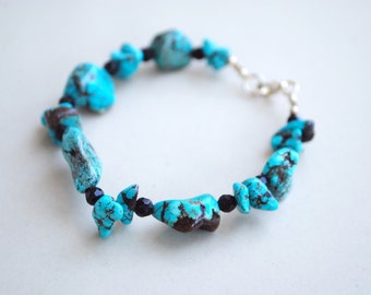 La main Bracelet unisexe en Turquoise mixte noir Onyx