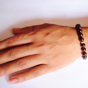 Natural Red Garnet Bracelet with Silver Plated Bead