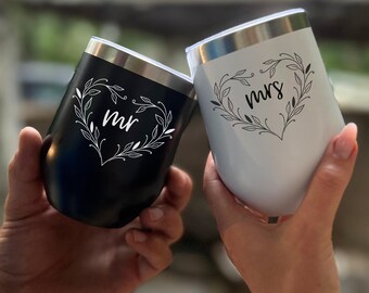 Mr & Mrs Tumbler Bride Wine Tumbler Bride Custom Wine Tumbler for Future Mrs Bridal Shower Gift Bridesmaids Tumbler Bachelorette Party Gift