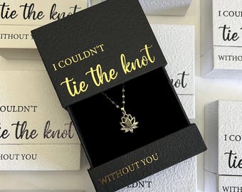 Bridesmaid Box Gold Knot Bracelet Tie the Knot Bracelet Lotus Necklace Maid of Honor Gift Bridesmaid Proposal Box Set Bridesmaid Giftbags