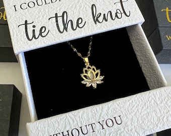 Bridesmaid Proposal Box Tie the Knot Bracelet Lotus Necklace Maid of Honor Gift Bridesmaid Bracelet Bridesmaid Box Knot Ring Bridesmaid Gift
