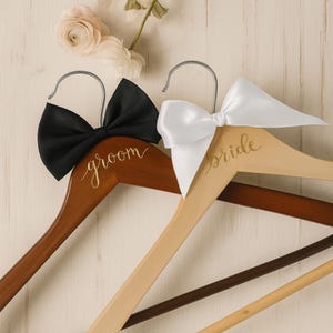 Bride Hanger and Groom Hanger 4 Styles of Groom and Bride Hangers Wooden Hangers with Text, Bridal Dress Hanger Wedding Hangers for Mr Mrs