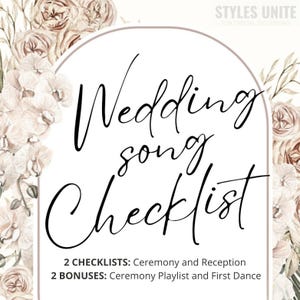 Wedding Day Song Checklist Playlist for Ceremony and Reception Printable Wedding Music List Bride Groom