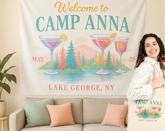 Custom Camp Bachelorette Tapestry Bag Camp Bach Party Decor Camp Bride Sign Camping Bach Party Tapestry Personalized Camping Banner Backdrop