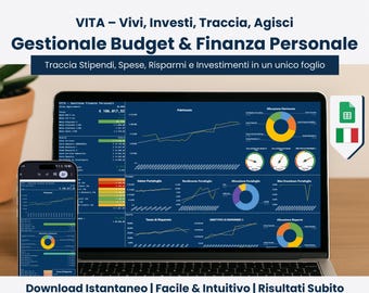 Budget Planner Italiano Google Sheets Template | Dashboard Gestione Finanze Personali | Controllo Spese, Risparmi e Investimenti