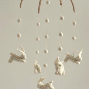 baby mobile / bunny mobile / rabbit mobile / jumping hare mobile / handmade mobile