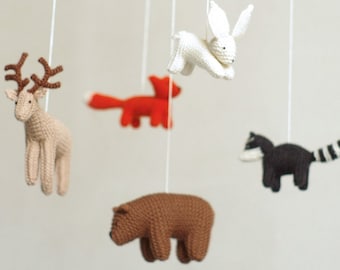 baby mobile - woodland baby mobile - forest animals mobile - baby shower gift - made to order