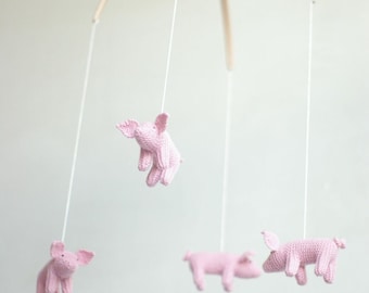 baby mobile - nursery mobile -  piglet  mobile - pig mobile - farm theme nursery