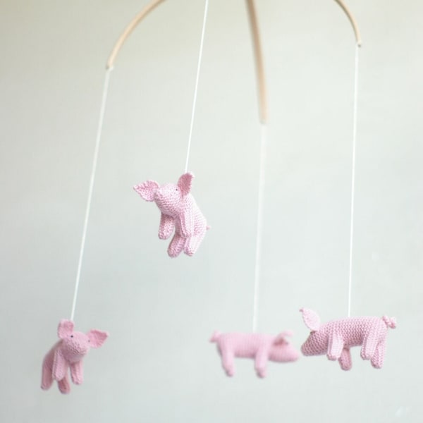 baby mobile - nursery mobile -  piglet  mobile - pig mobile - farm theme nursery