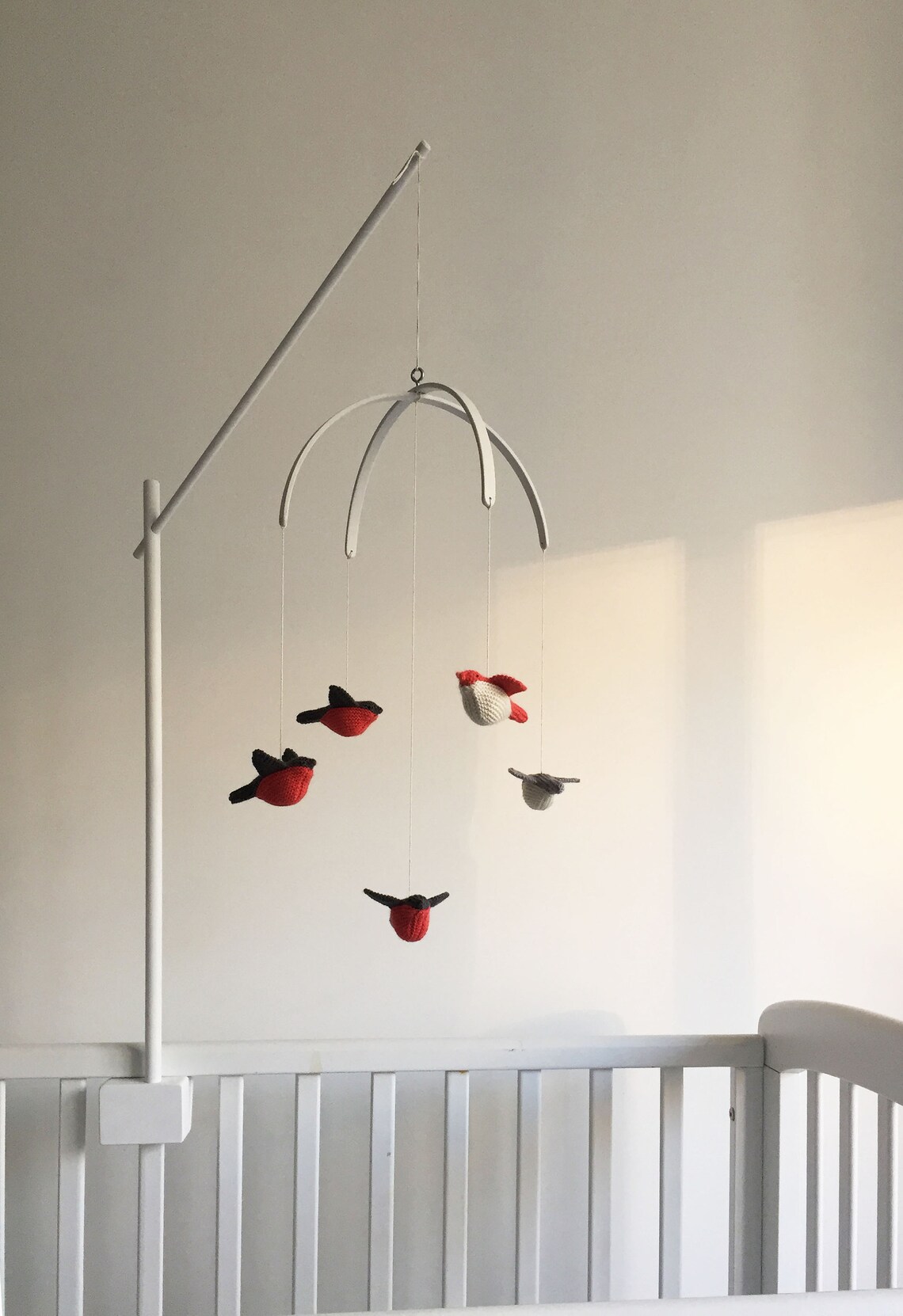 Baby Mobile Arm in WHITE / Baby Crib Attachment / Wooden Etsy