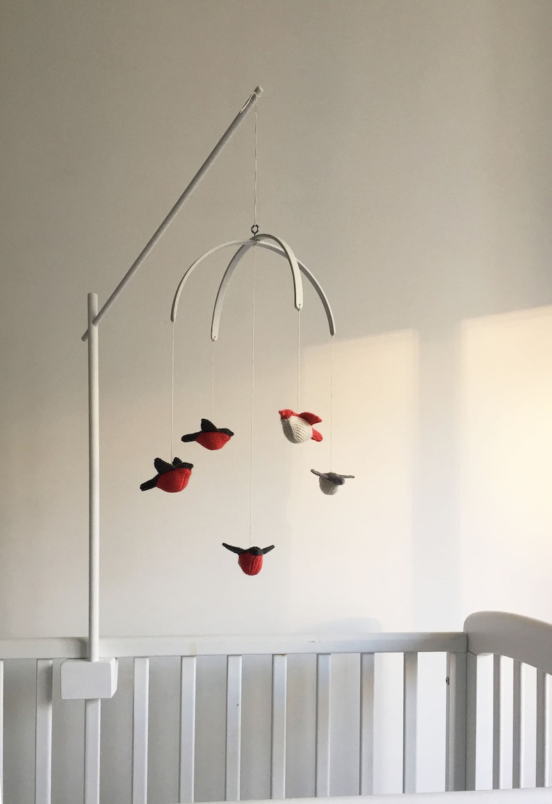 Baby Mobile Arm in WHITE / Baby Crib Attachment / Wooden Etsy