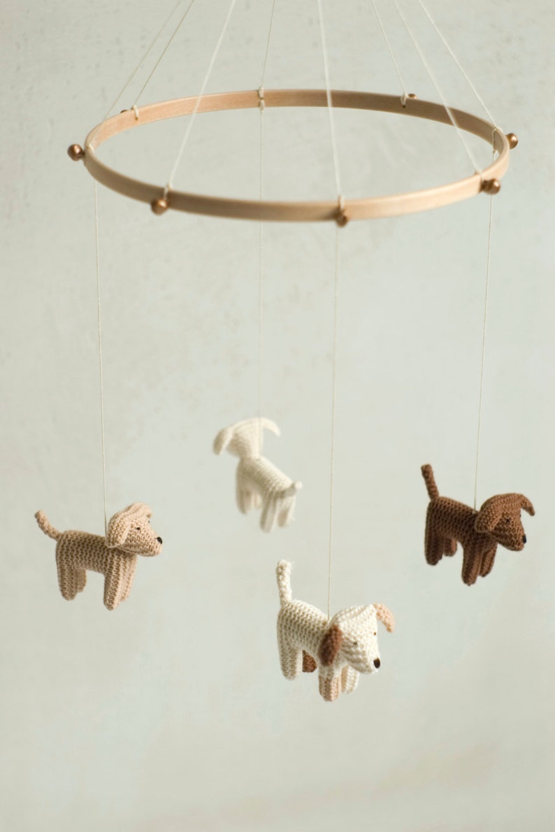 Baby mobile dog mobile FLYING PUPPIES baby shower gift nursery mobile baby crib mobile image 3