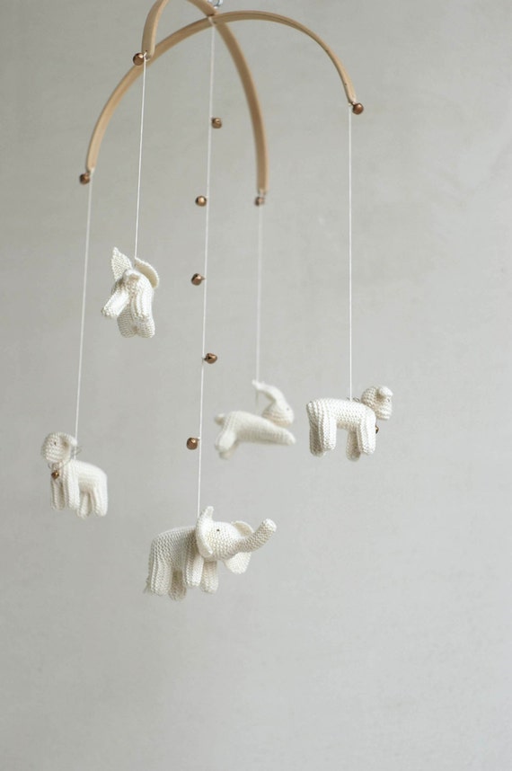 White Animals Knitted Baby Mobile