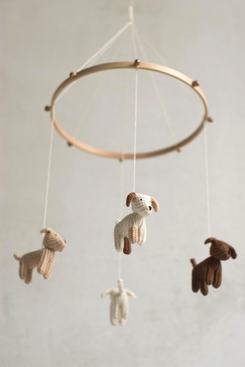 Baby mobile dog mobile FLYING PUPPIES baby shower gift nursery mobile baby crib mobile image 1