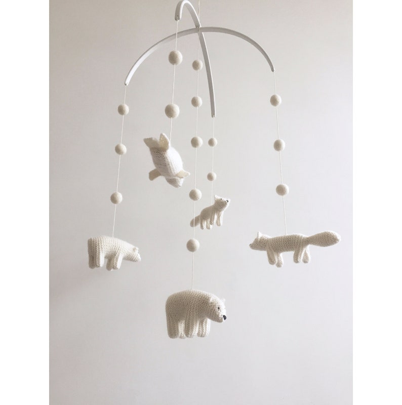 baby mobile / Arctic mobile / nursery mobile / crib mobile / white nursery mobile image 1