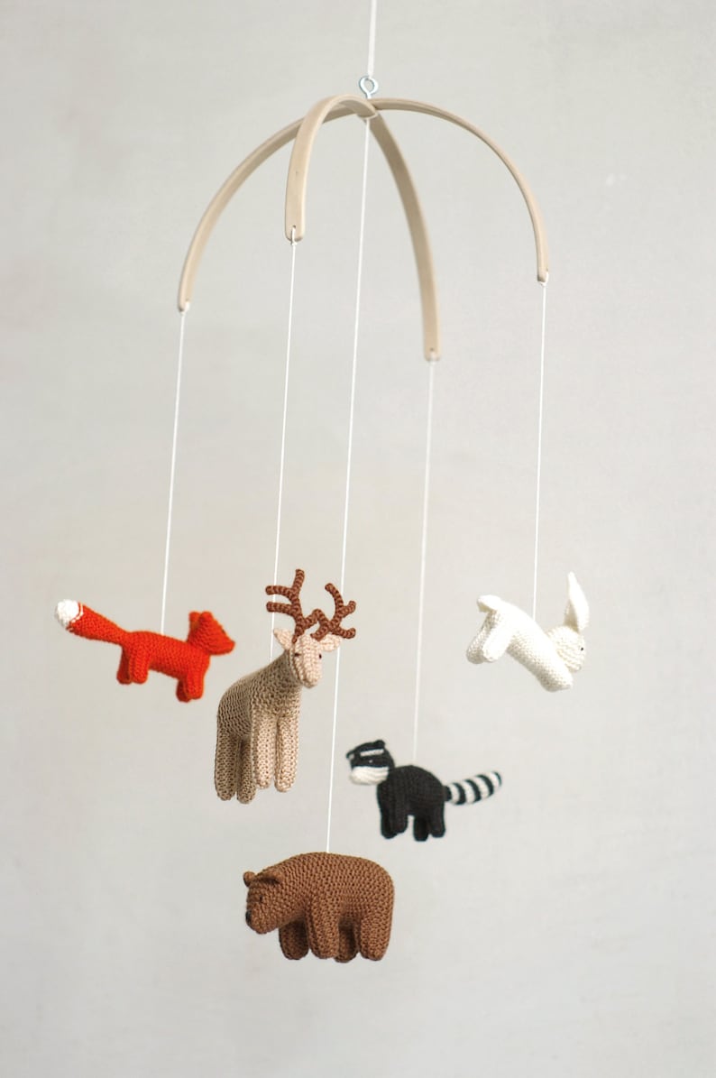 baby mobile woodland baby mobile forest animals mobile baby shower gift made to order image 2