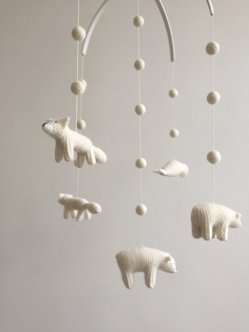 baby mobile / Arctic mobile / nursery mobile / crib mobile / white nursery mobile image 6